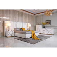 Ensemble de meubles de chambre à coucher au design nordique moderne, lit king size réglable en hauteur avec 5+ tiroirs, bois MDF peint à la laque de haute qualité
