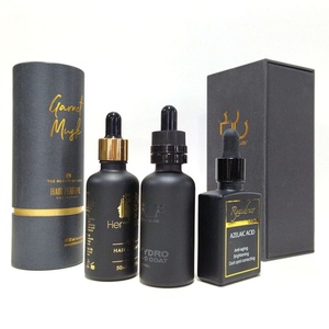 ขวดแก้วใสสีดำอำพันทรงกระบอกแบบมีฝาหยดสำหรับน้ำมันใส่ผม เซรั่มเครื่องสำอาง และน้ำมันหอมระเหย พร้อมบริการปั๊มร้อนลายทองตามสั่ง - Product Image 2