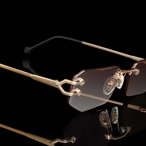 Sifier tùy chỉnh sang trọng kim loại hình vuông nhỏ hình chữ nhật không khung không có vành khung kính mát nam phụ nữ - Product Image 6