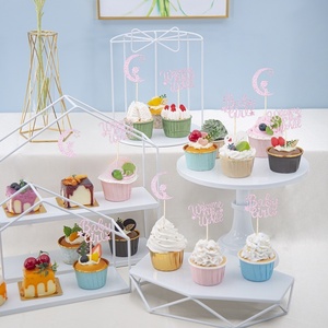 Decorazione della cima della <span class=keywords><strong>torta</strong></span> dell'alzabandiera della <span class=keywords><strong>torta</strong></span> a forma di luna del Cupcake di benvenuto del neonato e della bambina <span class=keywords><strong>per</strong></span> la celebrazione del bambino - Product Image 4