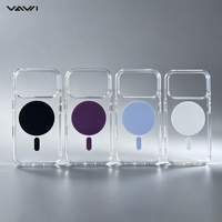 Coque de téléphone rigide transparente VAWI B563 en PC pour iPhone 17 18 Pro 17 18 Pro Max avec anneau magnétique 2400Gs et boutons colorés