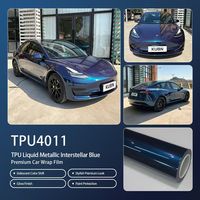 Film de protection de carrosserie pour voiture en TPU liquide métallique bleu interstellaire, résistant aux chocs