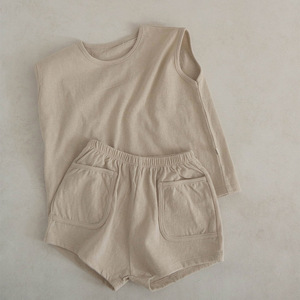 夏季儿童立体套装男童女童无袖t恤 + 短裤两件套套装 - Product Image 3