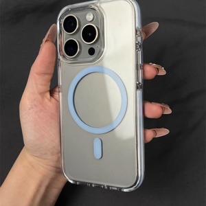 Hot Selling Shockproof Transparent clear Tpu with <b>Pc</b> Anti Yellow Magnetic Back Cover for iphone 16 Pro Mobile Phone case - Product Image 5