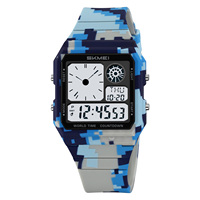 SKMEI 2347, reloj digital de lujo a la moda para hombre, resistente al agua, multifunción, informal, estilo de negocios, reloj de pulsera con correa de PU