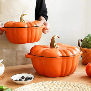 Cast Iron Dutch Oven <strong>Pumpkin</strong> <strong>Casserole</strong> <strong>Dish</strong> Enameled Cast Iron <strong>Pumpkin</strong> <strong>Casserole</strong> Pot With Lid - Product Image 1
