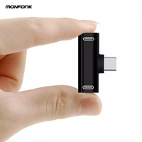 Monfonk adaptor pengisi daya, 2-in-1 Tipe C Splitter USB C Audio musik untuk iPad untuk Samsung untuk Huawei