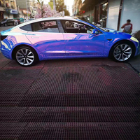 Pellicule de voiture en vinyle bleu arc-en-ciel holographique, 1.35x18 mètres, couleur chrome