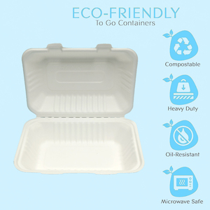 Bagazo <span class=keywords><strong>6</strong></span> pulgadas Concha biodegradable embalaje de alimentos hamburguesa desechable bagazo caja Concha bagazo contenedor de alimentos - Product Image 2