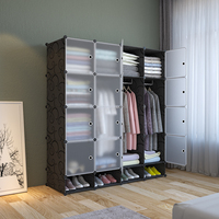 DIY-Größe Günstiger Kleiderschrank Wohnzimmer Stoffaufbewahrungsbox Faltbarer Schrank mit Schuhregal