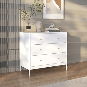 Cómoda infantil blanca de 4 cajones, gabinete de almacenamiento de madera para dormitorio de niños pequeños, armario de guardería, organizador de mesita de noche para bebés - Product Image 5