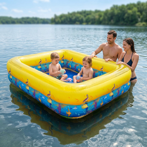 Grande piscine familiale gonflable à thème océan, 2 niveaux, chambres d'air indépendantes, bateau-piscine à imprimé marin bicolore, faible coût - Product Image 4