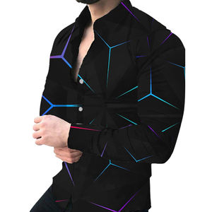 Мужская рубашка с длинным рукавом, на пуговицах, жаккардовая, для свадьбы, вечеринки, выпускного, высококачественная, с воротником, QS1215A192 - Product Image 3