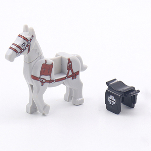 Juguete de plástico blanco DIY <span class=keywords><strong>para</strong></span> niños, Mini sillín de caballo, bloques de <span class=keywords><strong>caballos</strong></span> militares, Paseo de animales, caballo de juguete, bloques educativos, juego de construcción - Product Image 3