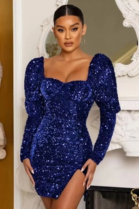 Nuovi arrivi abiti <span class=keywords><strong>da</strong></span> festa a maniche lunghe con paillettes e poltiglia calda e brillante - Product Image 4