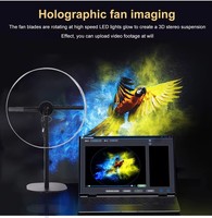 Ventilateur holographique LED 3D de bureau mini Wifi 25CM, affichage publicitaire holographique portable, alimenté par batterie, ventilateur holographique 3D de bureau