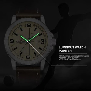 Montre-bracelet à quartz Drioshipping NF9177 avec affichage double date et jour, bracelet en cuir décontracté, montres de sport pour hommes - Product Image 3