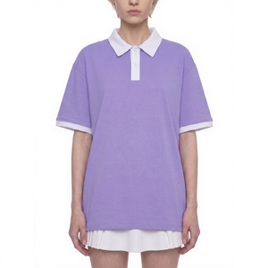 Camiseta para Mujer, 100% Algodón, Ligera, Cuello Redondo, Corte Holgado, Manga Corta, Color Sólido, Estilo Preppy, Transpirable - Product Image 1