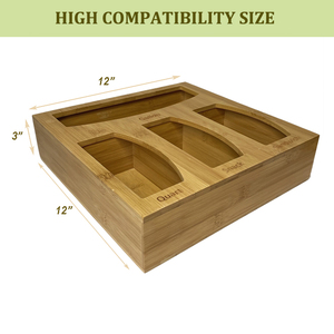 बांस के लिए Ziplock बैग भंडारण आयोजक दराज, बांस सैंडविच बैग आयोजक, बांस Ziplock बैग आयोजक - Product Image 3