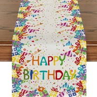 Chemin de table Joyeux Anniversaire 33*183cm, Centres de table pour anniversaire, Panneau de fête d'anniversaire, Décoration de table de fête