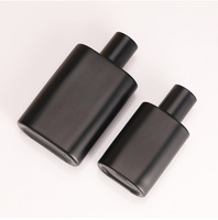 Prix usine MUB 50ml Parfum Bouteille En Verre À Sertir Noir Mat Plat carré Parfum Bouteilles En Verre En Aluminium Pulvérisation
