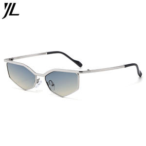 Nuevas Gafas de Sol Metálicas con Marco Completo, Estilo Ojo de Gato, Poligonales, Degradado, Estilo Europeo Americano, Individualista, <span class=keywords><strong>Y2K</strong></span>, Ciberfuturista, Forma de Diamante - Product Image 3