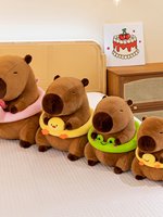 Peluche Capybara d'été avec bouée de natation, adorable animal en peluche, 23-50 cm, cadeau pour enfants et adultes