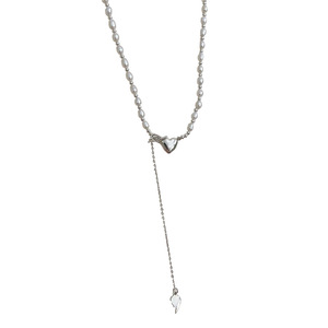 Collar de perlas de agua dulce de plata de ley Ruitai S925, diseño de corazón, borla larga para mujer, uso diario - Product Image 5