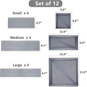 Ingrosso 12 pezzi come un Set pieghevole in tessuto cassettiera organizzatore contenitori di stoccaggio per abbigliamento scatola di immagazzinaggio - Product Image 4