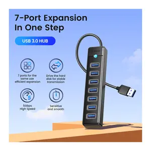 Toptan Ultra ince 7 portlu USB 3.0 Hub: dizüstü bilgisayarlar, pc'ler, macbook'lar ve daha fazlası için bağlantı artırın