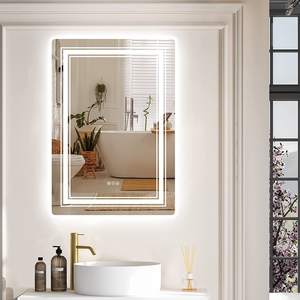 Armoire à pharmacie LED rectangulaire moderne, indice de protection IP44, <span class=keywords><strong>miroir</strong></span> argenté de 5 mm, <span class=keywords><strong>triple</strong></span> éclairage horizontal à double bras extensible avec grossissement mural - Product Image 3