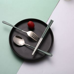 Nordic Style Stainless Steel Set Chopsticks Spoon Fork Silverware Flatware Portable Camping Cutlery - Product Image 4