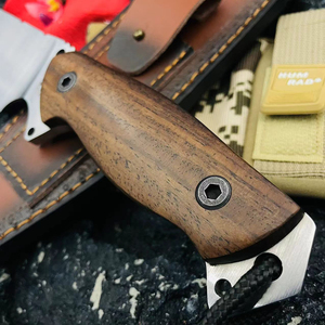 Couteau de survie en acier inoxydable personnalisable de haute qualité, manche en bois, longueur totale 280 mm, épaisseur 6 mm, pour le camping en plein air et le bricolage - Product Image 3