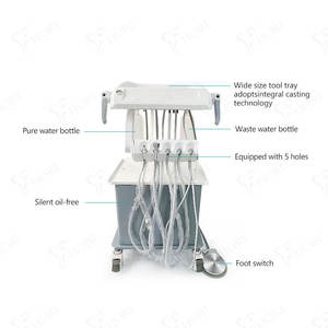 รถเข็นทันตกรรมเคลื่อนที่แบบ OEM พร้อมปั๊มลม โต๊ะทำงานไฟฟ้าแบบพกพาสำหรับอุปกรณ์ทำความสะอาดและอุดฟัน - Product Image 2
