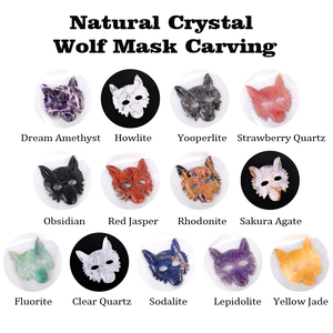 Masque de loup en cristal naturel sculpté, cristal de guérison spirituelle - Product Image 2