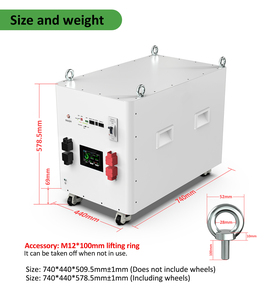 EU Stock No Tax 32kWh 48V 51.2V 628Ah MB56 JK BMS Parallel Support Industrial Solar <b>LFP</b> Energy Storage Battery with Wheels - Product Image 4