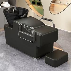 Modern Black <b>Salon</b> <b>Furniture</b> Shampoo Backwash Unit Sink Station Washing Hair Bed Tilting Ceramic Sink With Adjustable Seat - Product Image 3