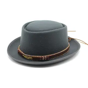 Wholesale Autumn Winter Unisex Felted Panama Hat European Elegance British Gentleman Style Casual Round Top Fedora