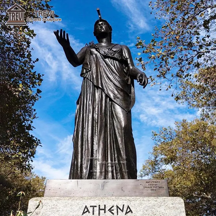 Famoso punto di riferimento pubblico della città in metallo della dea greca scultura in bronzo atena statua