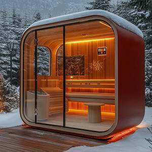 Sauna Esterna Tradizionale di Lusso Finlandese a Roccia Calda, Ibrida a Infrarossi, per 2, 3, 6 Persone, 120x180 cm, in Vendita - Product Image 1