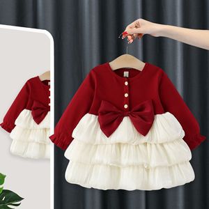 Nuovo Vestito Principessa per Bambine Primavera-<span class=keywords><strong>Autunno</strong></span> 2025, in Cotone con Grande Fiocco e Maniche Lunghe, Abbigliamento per <span class=keywords><strong>Neonata</strong></span> 5316 - Product Image 1