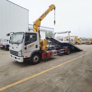 Premium FAW 4x2 <b>Flatbed</b> Tow <b>Truck</b> with 5 Ton Telescopic Crane Slidebed Wrecker Recovery <b>Truck</b> with Rollback - Product Image 6