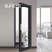 Porte à battants en aluminium noir SUNGYE NFRC, insonorisée, avec verre trempé, porte d'entrée en verre à battants pour villa, maison résidentielle