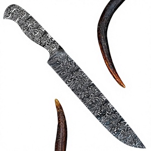 Lame de couteau de chef en acier Damas, 14,5 pouces, forgée à la main, pleine longueur, manche en acier, pointe clip, qualité industrielle DIY, camping/chasse - Product Image 1
