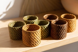 Gran oferta, servilletero de mimbre tejido, anillo, venta al por mayor, posavasos baratos, decoración de boda, producto hecho a mano de madera en Vietnam - Product Image 2