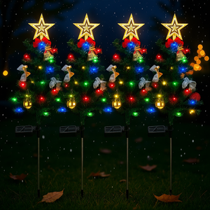 Luces Solares para Árbol de Navidad, Paquete de 4, Decoraciones LED Multicolor para Jardín con Modo de Parpadeo Constante, Lámpara con Estaca - Product Image 2