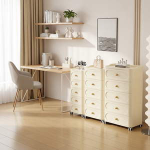 Cajonera de Plástico Beige de 6 Niveles para Dormitorio, Organizador de Armario Portátil y Moderno con Ruedas - Product Image 5