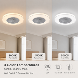 โคมไฟเพดาน LED ทรงกลม รุ่นใหม่ พร้อมรีโมทคอนโทรล ปรับความสว่างได้ 3CCT 6 ระดับความเร็ว สีขาว สำหรับห้องนอน - Product Image 4