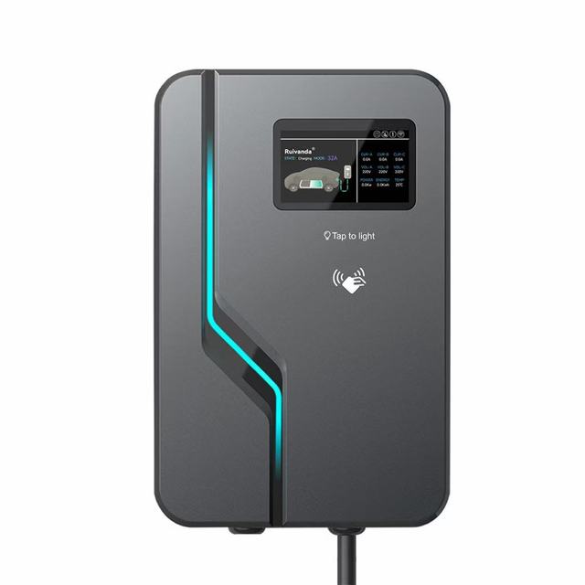 New 7kW-22kW 230V/400V CE/TUV Certified Wallbox AC EV Charger Type 2 OCPP1.6J IP65 4.3 Inch LCD Residential Commercial Use