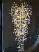 Villa de luxe française escalier salon chambre lustre en cristal plafonnier aluminium Restaurant lustre de raisin